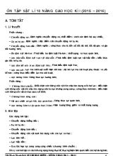 Giáo án Ôn tập Vật lí 10 nâng cao học kì I (2015  2016)